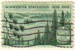USA 1958 Scott 1106 Sello Minnesota Statehool Lagos y Pinares usado