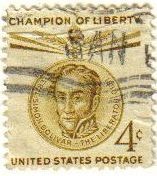USA 1958 Scott 1110 Sello Campeones de la Libertad Simon Bolivar usado