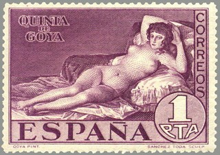 ESPAÑA 1930 513 Sello Nuevo Quinta de Goya en Expo de Sevilla La Maja Desnuda 10c