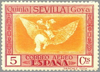 ESPAÑA 1930 518 Sello Nuevo Quinta de Goya en Expo de Sevilla Disparate Volante 5c