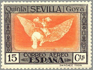 ESPAÑA 1930 520 Sello Nuevo Quinta de Goya en Expo de Sevilla Buen Viaje 20c