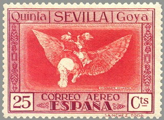 ESPAÑA 1930 522 Sello Nuevo Quinta de Goya en Expo de Sevilla Disparate Volante 25c