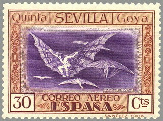 ESPAÑA 1930 523 Sello Nuevo Quinta de Goya en Expo de Sevilla Disparate Volante 30c