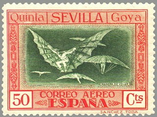 ESPAÑA 1930 525 Sello Nuevo Quinta de Goya en Expo de Sevilla Disparate Volante 50c
