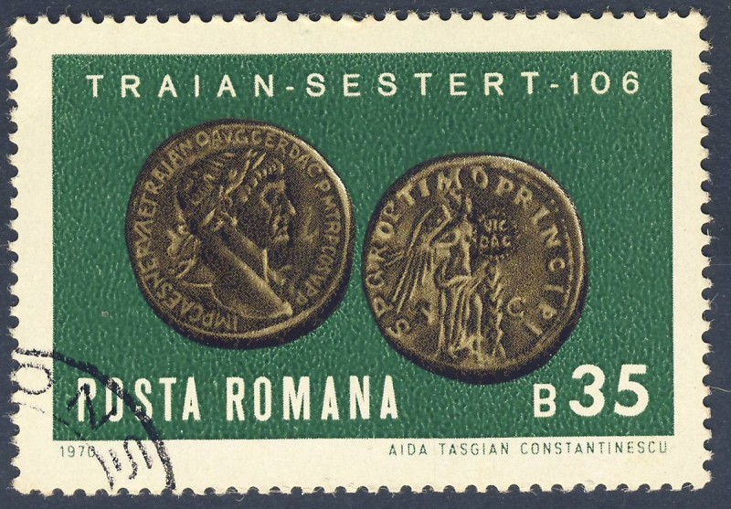 moneda Traian Sestert año106
