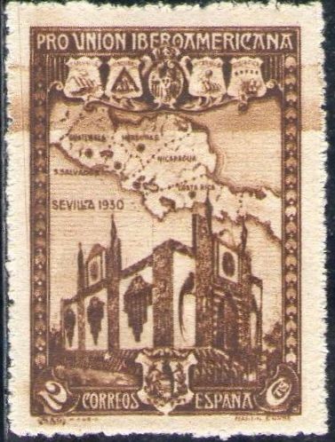 ESPAÑA 1930 567 Sello Nuevo Pro Union Iberoamericana Sevilla Pabellon de América Central 5c