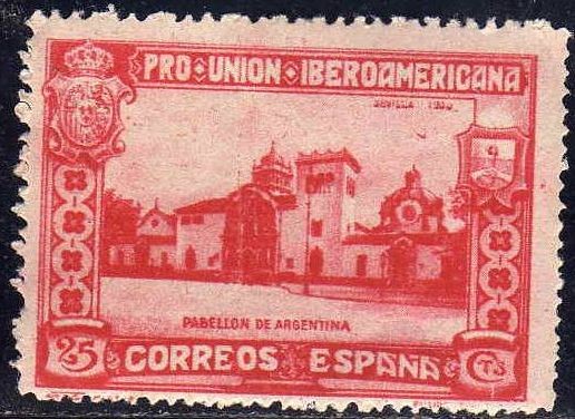ESPAÑA 1930 572 Sello Nuevo Pro Union Iberoamericana Sevilla Pabellon de Argentina 25c