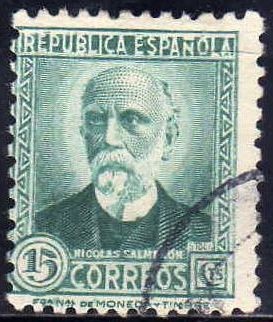 ESPAÑA 1932 665 Sello Nicolás Salmeron 15c Usado República Española