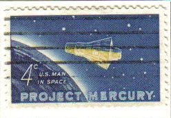 USA 1962 Scott 1193 Sello Proyecto Mercury Capsula espacial y Globo Terraqueo usado