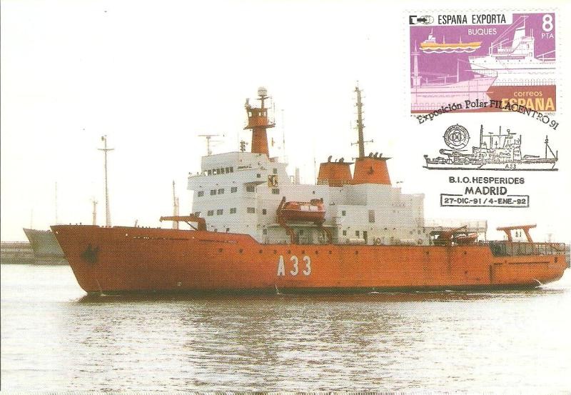 Tarjeta Postal - Exposición Polar Filacentro 91, buque Hesperides