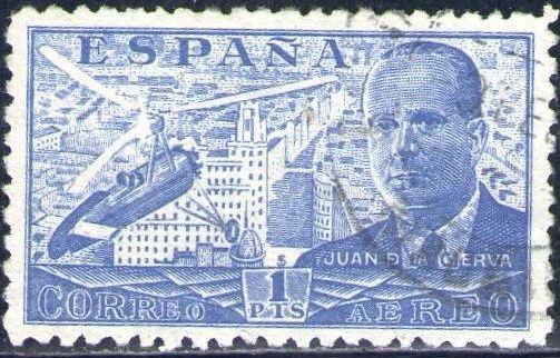 ESPAÑA 1941 944 Sello º Juan de la Cierva y Autogiro 1p