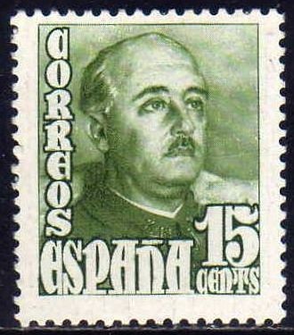 ESPAÑA 1948 1021 Sello Nuevo General Franco 15c