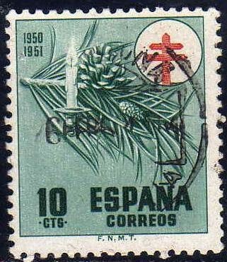 España 1950 1085 Sello º Pro tuberculosis Adorno Navideño 10c 