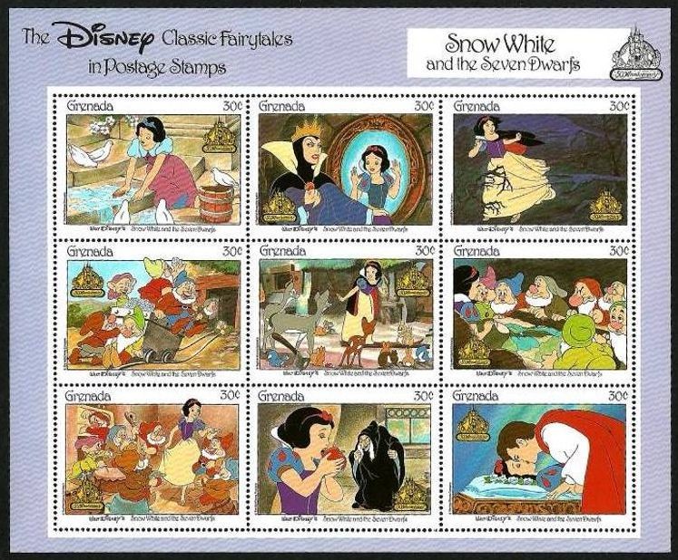 Grenada 1987 Scott 1540_51 MP Sellos Nuevos Disney Blancanieves y los 7 Enanitos completa