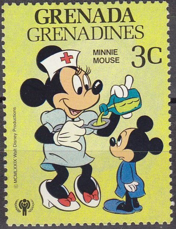 GRENADA GRENADINES 1979 Scott 353 Sello Nuevos Disney Año del Niño Minnie Mouse Enfermera 3c
