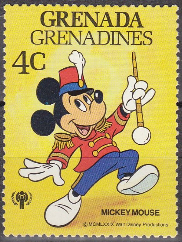GRENADA GRENADINES 1979 Scott 354 Sello Nuevos Disney Año del Niño Mickey Mouse Tambor Mayor 4c