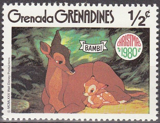 GRENADA GRENADINES 1980 Scott 411 Sello Nuevo Disney Escenas de Bambi 1/2c