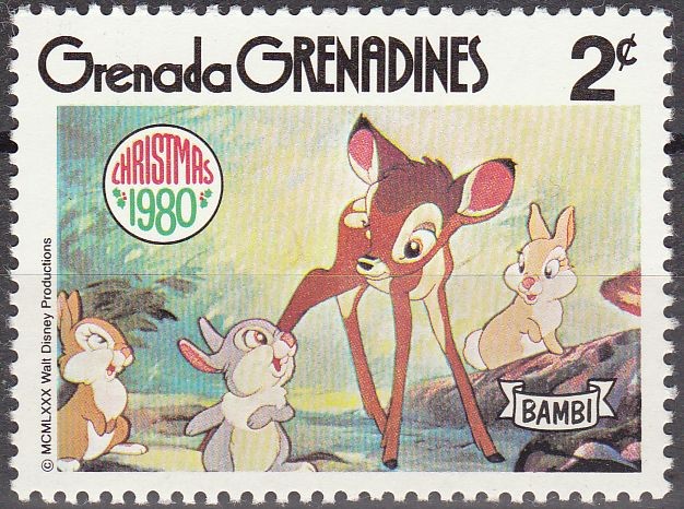 GRENADA GRENADINES 1980 Scott 413 Sello Nuevo Disney Escenas de Bambi 2c