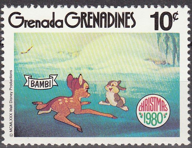 GRENADA GRENADINES 1980 Scott 417 Sello Nuevo Disney Escenas de Bambi 10c