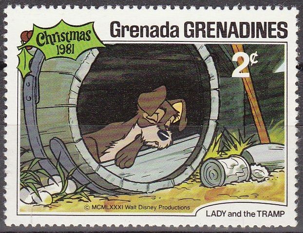 GRENADA GRENADINES 1981 Scott 452 Sello Nuevos Disney Escenas de La Dama y el Vagabundo 2c