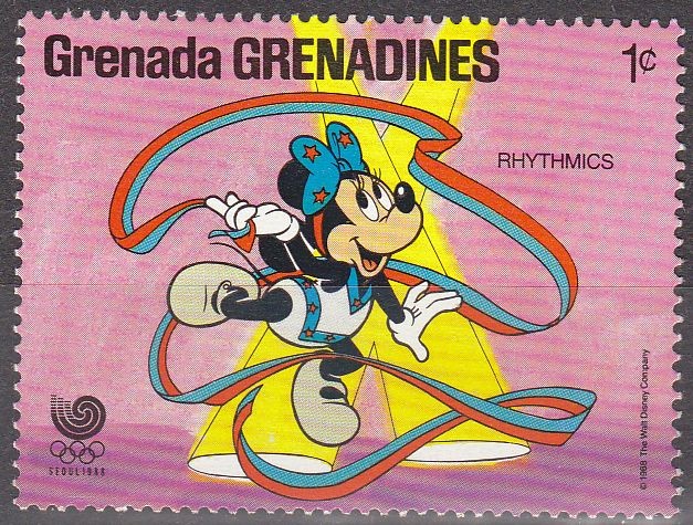 Grenada Grenadines 1988 Scott 939 Sello ** Walt Disney Juegos Olimpicos de Corea Seul Minnie Gimnasi
