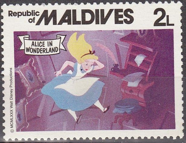MALDIVES 1980 Scott 888 Sello Nuevo Escenas de Alicia en el Pais de las Maravillas 2L