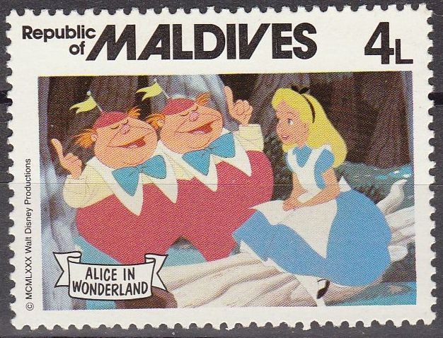 MALDIVES 1980 Scott 890 Sello Nuevo Escenas de Alicia en el Pais de las Maravillas 4L