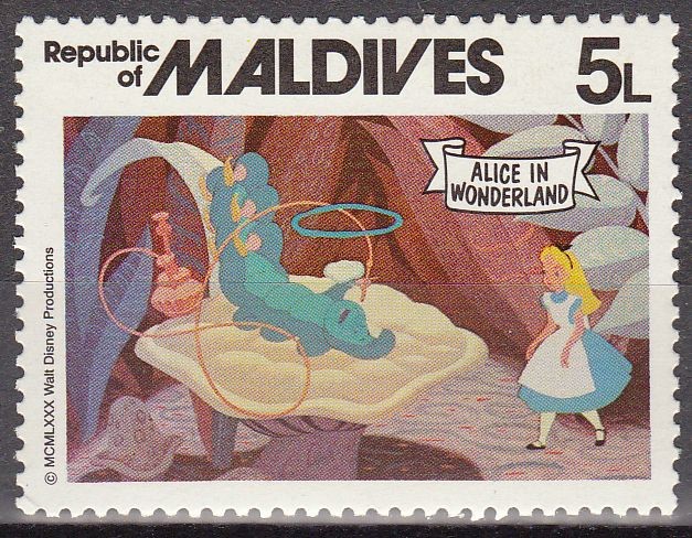 MALDIVES 1980 Scott 891 Sello Nuevo Escenas de Alicia en el Pais de las Maravillas 5L