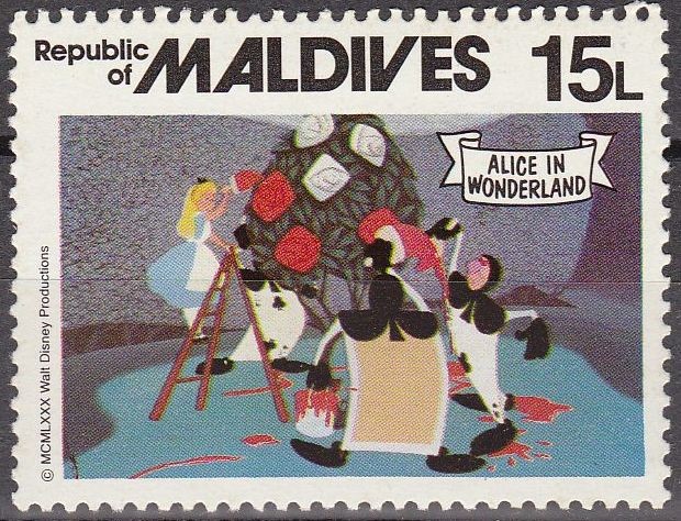 MALDIVES 1980 Scott 893 Sello Nuevo Escenas de Alicia en el Pais de las Maravillas 15L
