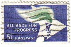 USA 1963 Scott 1234 Sello Aniversario Alianza para el Progreso Emblema usado