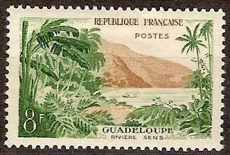 FRANCIA 1957 Scott 851 Sello Nuevo Riviere Sens Guadeloupe Paisaje 