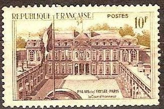 FRANCIA 1957 Scott 850 Sello Nuevo Palacio del Elyseo Paris La Cour D'Honneur 