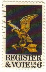 USA 1968 Scott 1344 Sello Votaciones Aguila en Veleta del Tiempo usado