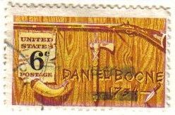 USA 1968 Scott 1357 Sello Folklore Americano Daniel Boone Pennsylvania Rifle, Polvora, Tomahawk