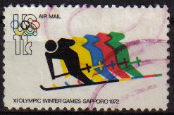 USA 1972 Michel 1077 Sello Juegos Olimpicos Invierno Sapporo Japón Ski usado