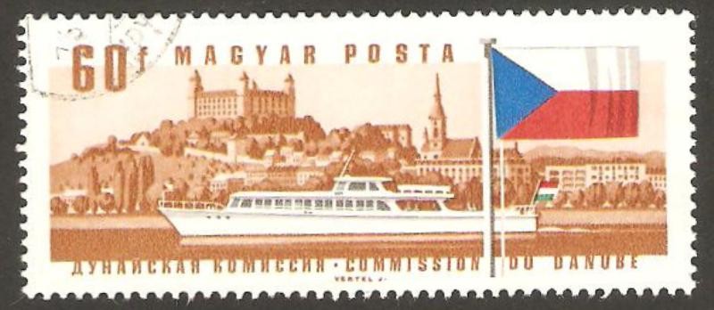 1890 - Hydrobus diesel, Castillo de Bratislava y bandera checoslovaca