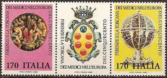 Italia 1980 Sellos Nuevos Firenze y la Toscana los Medici en la Europa del Cinquecento