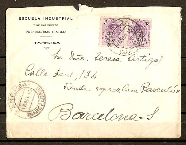 Carta con dos sellos de Alfonso XIII de 1909.