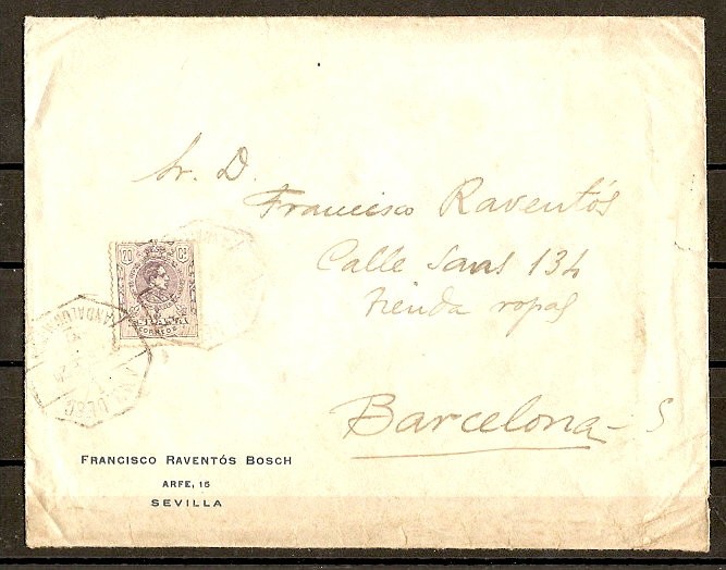 Carta con un sello de Alfonso XIII de 1920.