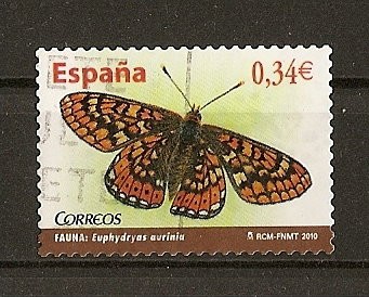 Mariposa Euphydryas Aurinia.