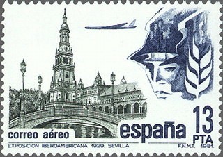 ESPAÑA 1981 2635 Sello Nuevo Correo Aereo Plaza España Sevilla