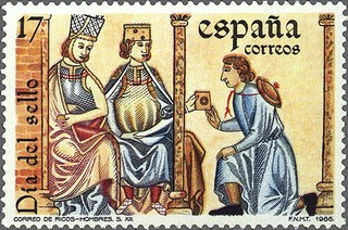 ESPAÑA 1986 2857 Sello Nuevo Día del Sello Correo de los ricos hombres Cantigas Alfonso X el Sabio