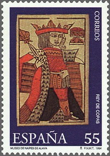 ESPAÑA 1994 3319 Sello ** Museo de Naipes Rey de Copas Baraja de Cartas Española
