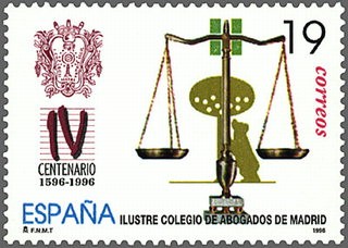 ESPAÑA 1996 3417 Sello Nuevo Centenario Ilustre Colegio Abogados de Madrid Balanza de Justicia MNH