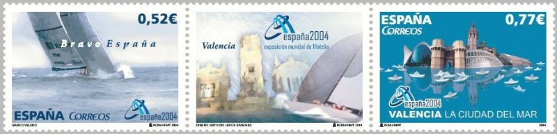 ESPAÑA 2004 4092/3 Sellos Nuevos Expo Filatelia Valencia Ciudad del Mar Barco Bravo España ** MNH