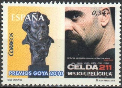 ESPAÑA 2010 4553 Sello Nuevo Premios Goya Película Celda 211 Luis Tosar ** Espana Spain Espagne Spag