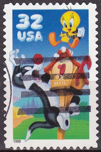 USA 1998 Scott3204 Sello Warner Bros Piolin y Silvestre usado 32c