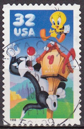 USA 1998 Scott3204 Sello Warner Bros Piolin y Silvestre usado 32c