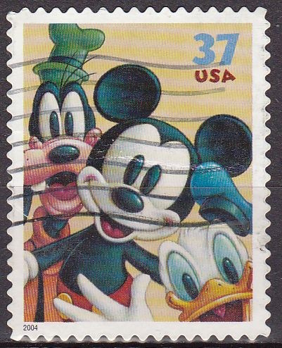 USA 2004 Scott3865 Sello Disney Mickey, Goofy y Pato Donald usado