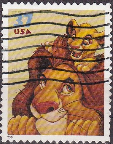 USA 2004 Scott3867 Sello Disney El Rey León Mufasa y Simba usado